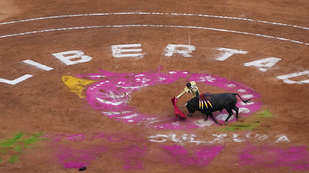 Ein Stierkämpfer tritt während eines Stierkampfes auf der Plaza Mexico in Mexiko-Stadt auf. Foto: Fernando Llano/AP/dpa