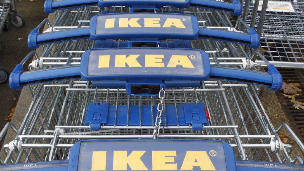 Ikea-Einkaufswagen vor einem Ikea-Möbelhaus in Paris: Der Konzern muss vor Gericht (Archivbild).