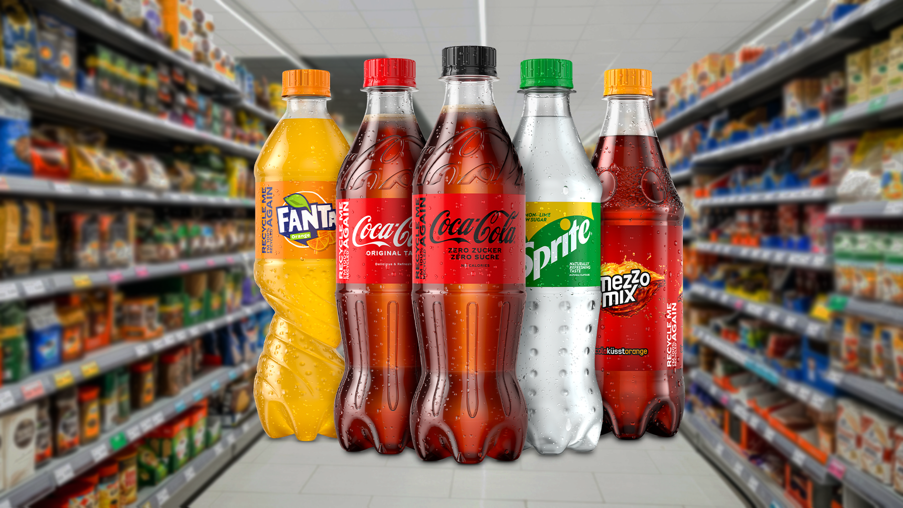 Sämtliche Getränkeflaschen von Coca Cola Schweiz gibt es nun in den Regalen wieder in der normalen Grösse.