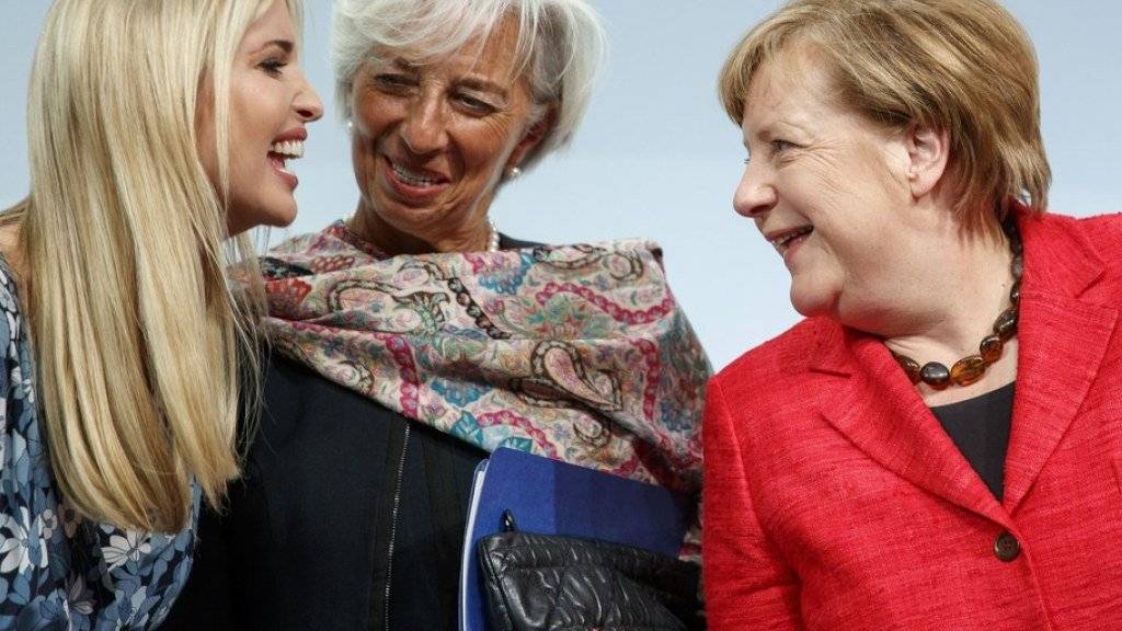 Ivanka Trump (l), Christine Lagarde (M) und Angela Merkel am Dienstag in Berlin.