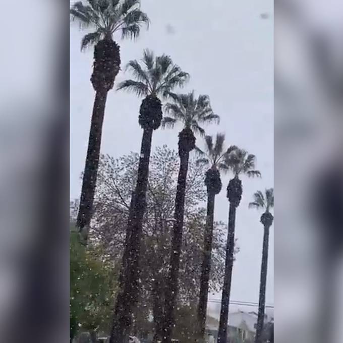 Verschneite Strände: Seltener Wintersturm fegt über Kalifornien hinweg
