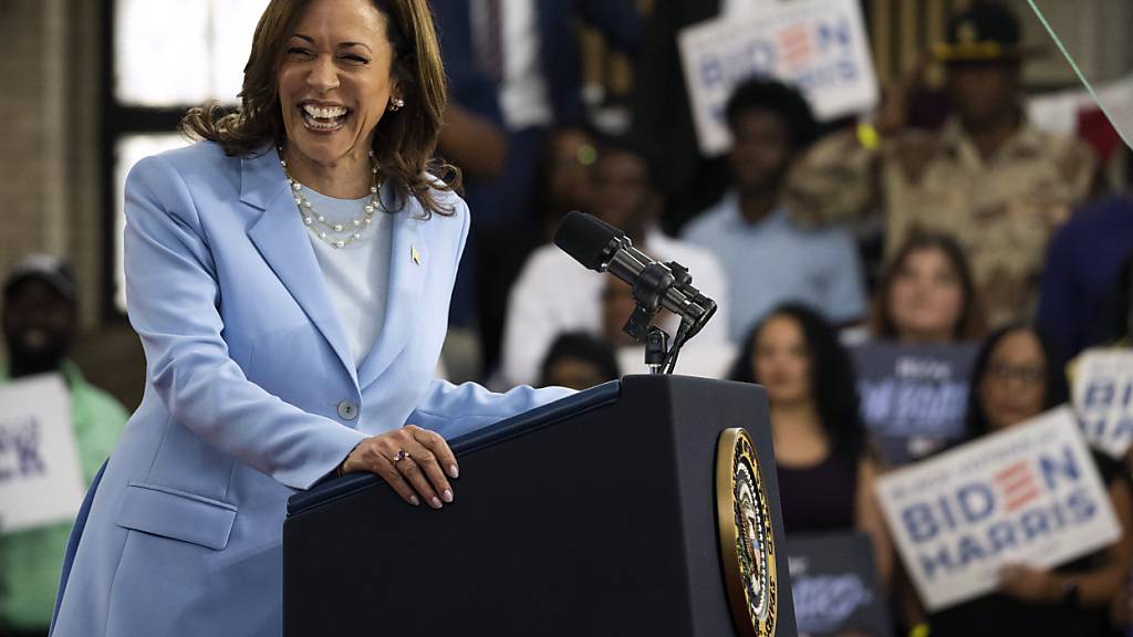 Kommt zur Ukraine-Friedenskonferenz auf dem Bürgenstock: US-Vizepräsidentin Kamala Harris, hier an einem Kampagnenanlass in Philadelphia Ende Mai.