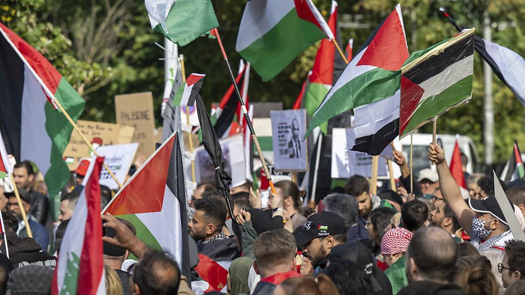 Propalästinensische Demonstranten in Bern: das durch öffentliche Gelder mitfinanzierte Online-Magazin «Baba News» steht aktuell in der Kritik, einseitig über den Nahostkonflikt zu berichten. (Symbolbild)