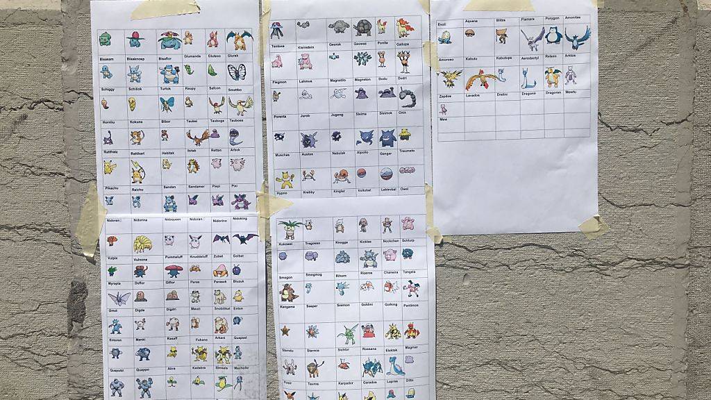 Die papierene Anleitung zu einer virtuellen Schatzsuche: Am Berner Casinoplatz lassen sich die abgebildeten Pokémon finden.