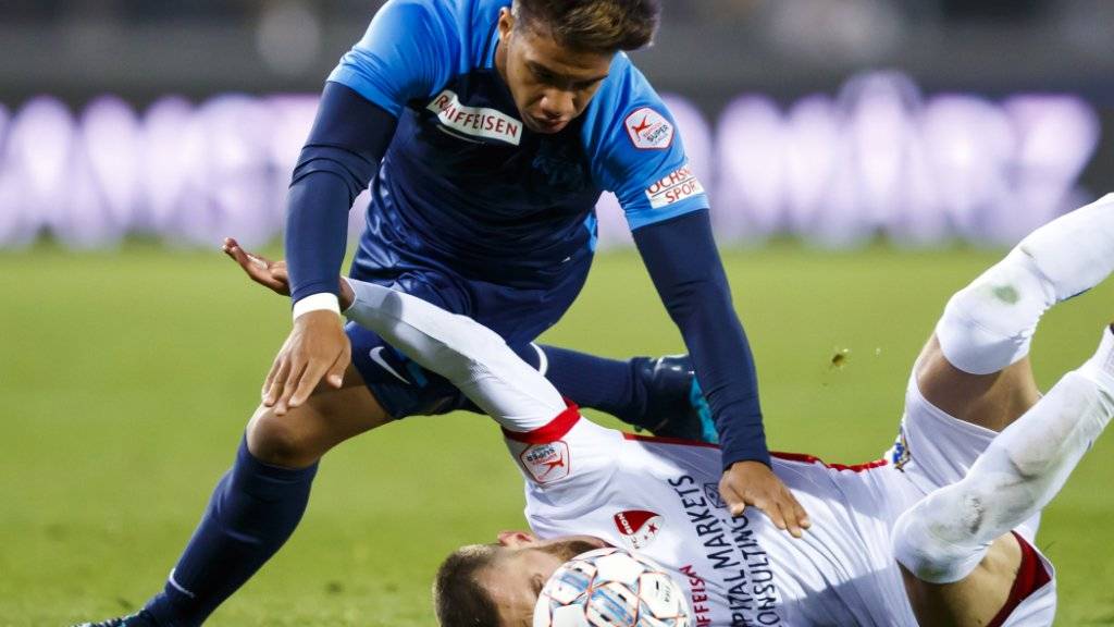 Trotz Chancenplus: Der FC Zürich, hier mit Kevin Rüegg, kann den FC Sion im Tourbillon nicht bodigen