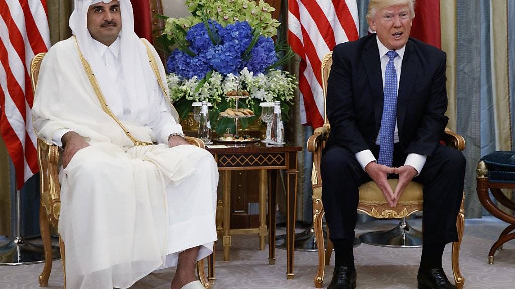 US-Präsident Trump im vergangenen Monat mit Katars Scheich Tamim Bin Hmad Al-Thani