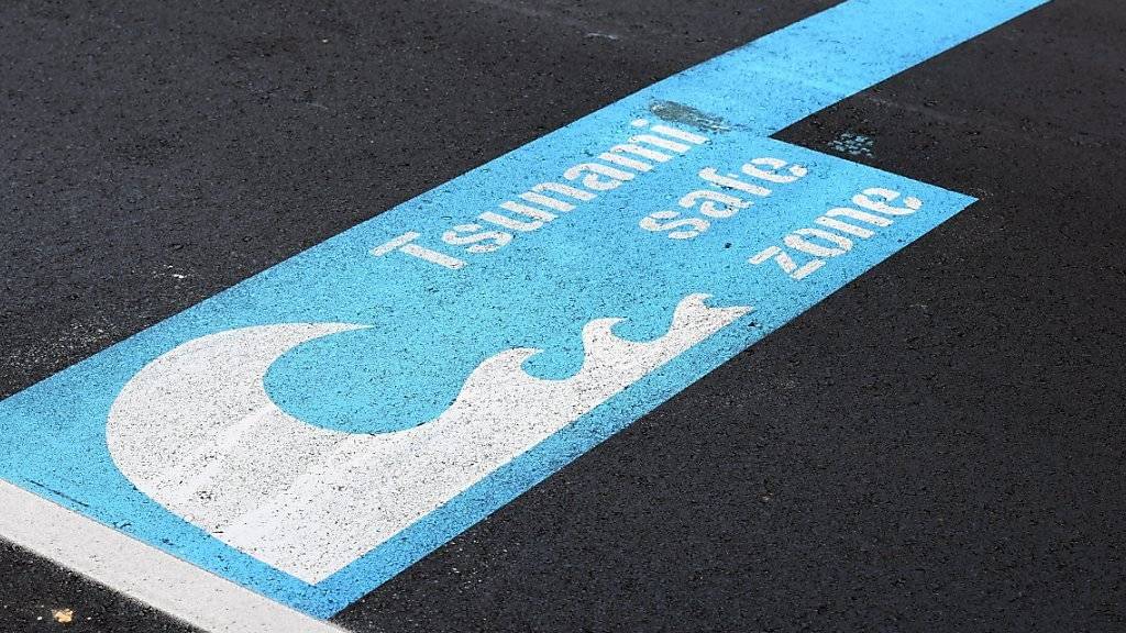 «Tsunami-sicheres Gebiet» steht auf den Strassen in den Hügeln bei Wellington.