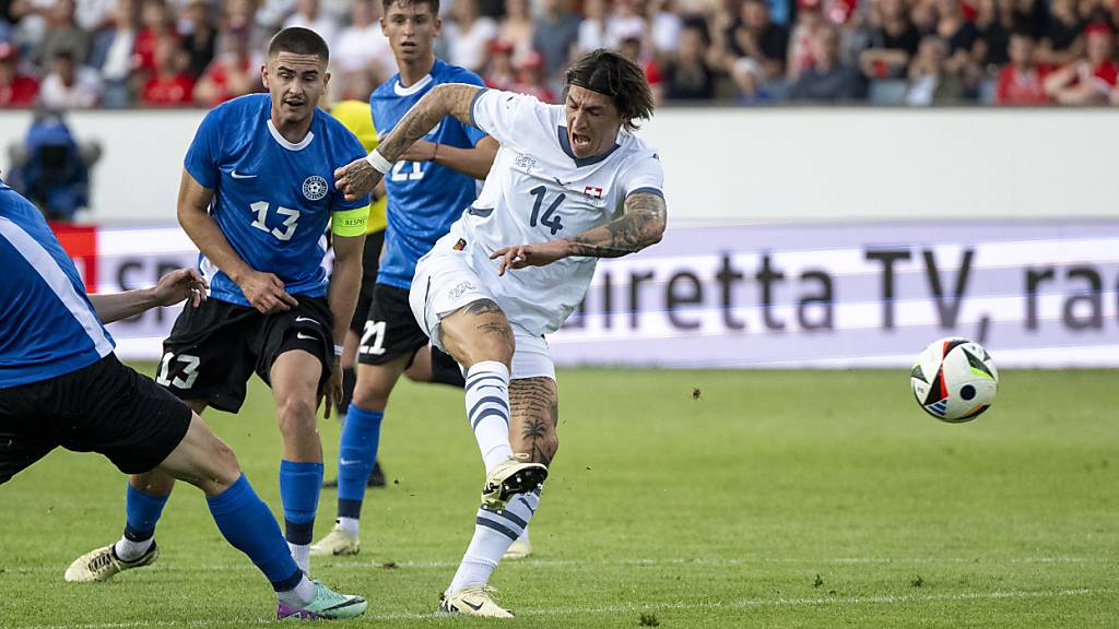 Auftakt zu einem erfreulichen Abend: Steven Zuber trifft volley zum 1:0