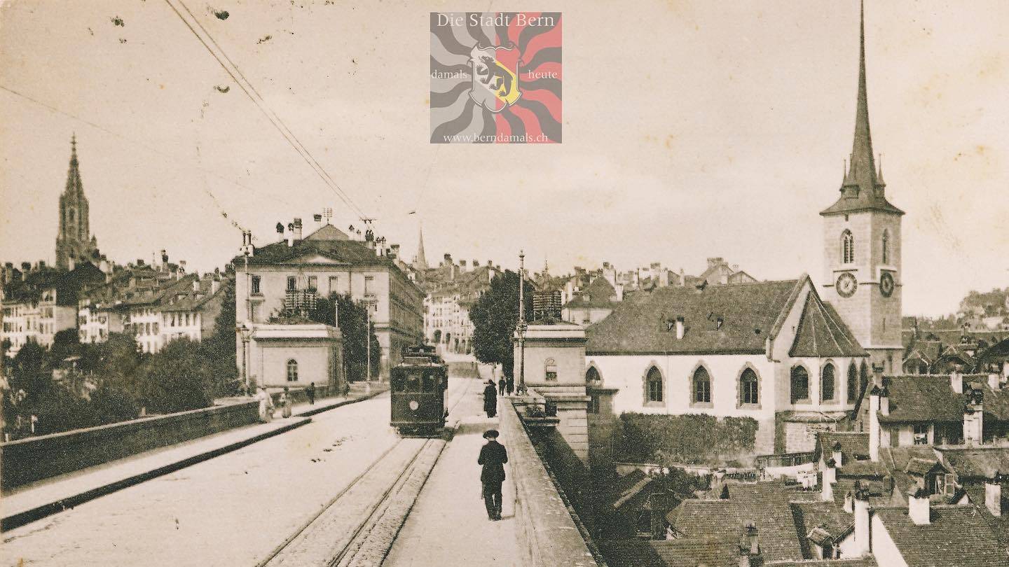 Aufnahme um 1907: Früher fuhr das Tram noch über die Nydeggbrücke bis zum Bärengraben.