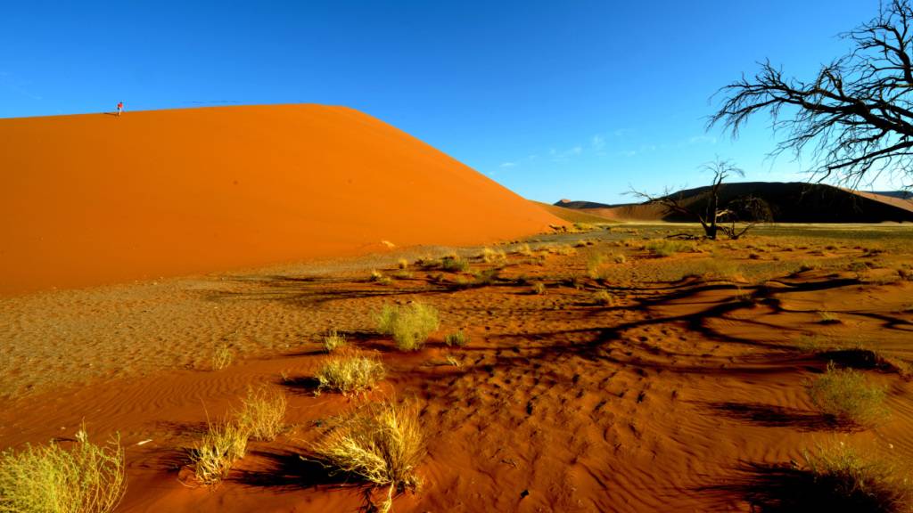 ARCHIV - Dünen in Sossusvlei nahe Sesriem im Namib Naukluft Park (Namibia). Foto: Ralf Hirschberger/dpa/Symbolbild