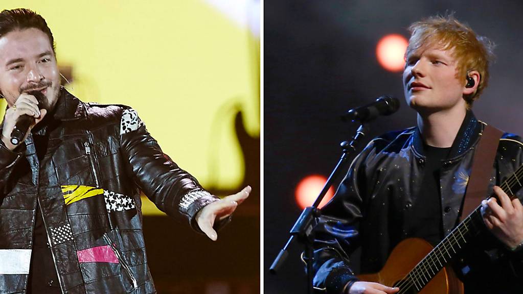 Der Reggaeton-Sänger J Balvin (links) und der Popstar Ed Sheeran haben sich zu einer Kooperation zusammengetan.