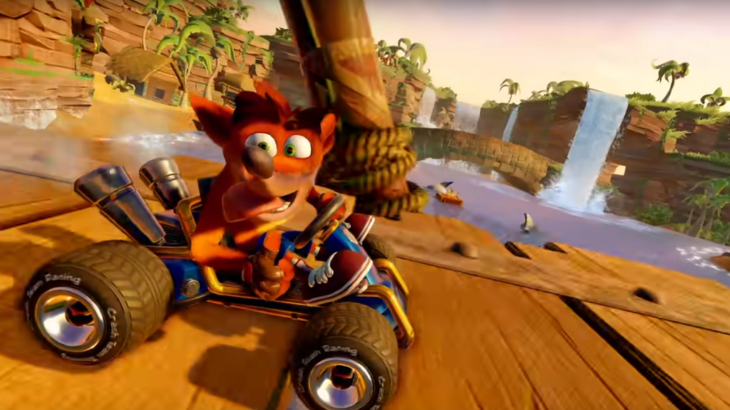 Macht auch 20 Jahre später eine gute Figer: Crash Bandicoot auf dem Kart