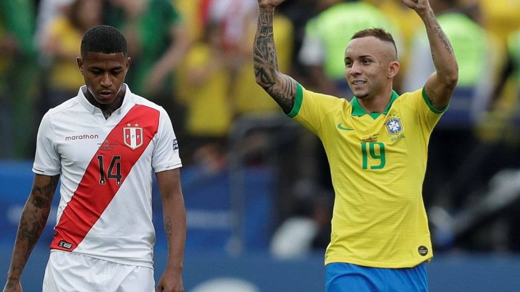 Brasiliens Flügel Everton jubelt nach seinem Tor gegen Peru