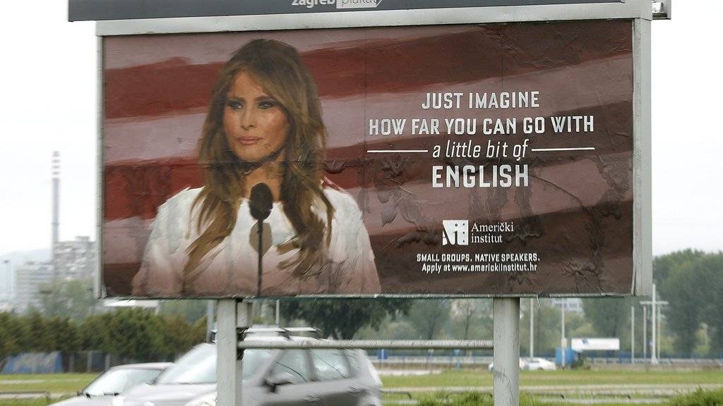Das Werbeplakat einer Sprachschule in Kroatien erzürnt Melania Trump.