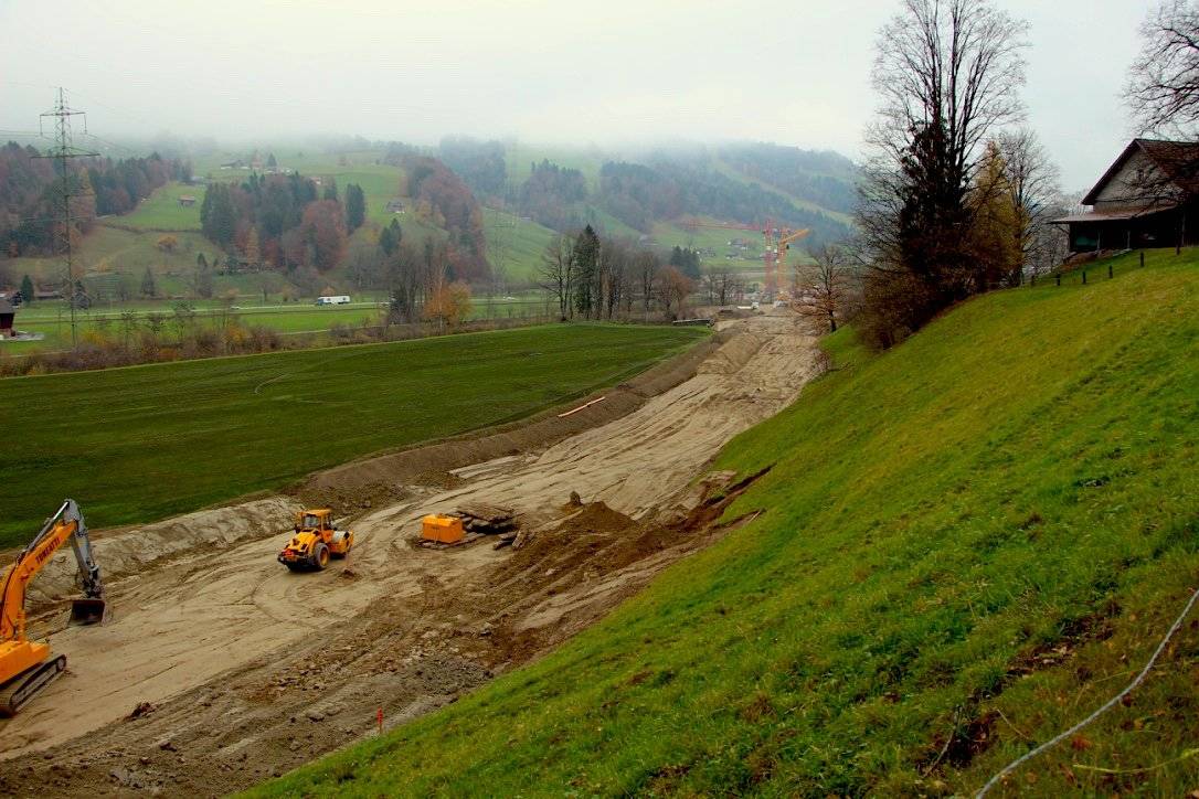 Die Langlauf-Loipe führt durch die Fläche in der Scheftenau. (Bild: FM1Today/Lara Abderhalden)