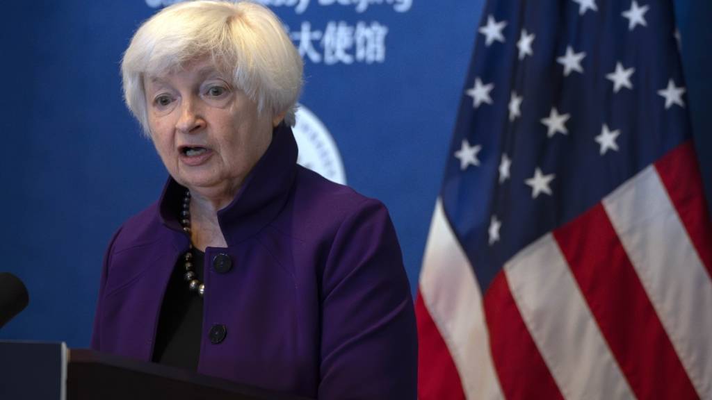US-Finanzministerin Janet Yellen spricht während einer Pressekonferenz. Foto: Mark Schiefelbein/AP/dpa
