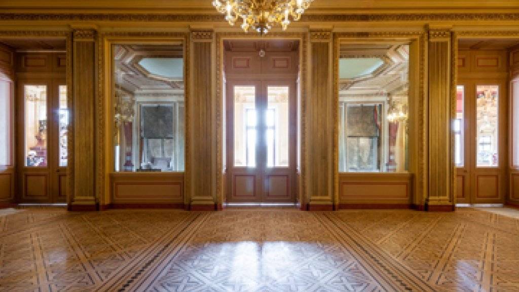 Das Vorfoyer des renovierten Grand Théâtre in Genf ist bereit, die Besucher zu empfangen. Wiedereröffnung ist am 12. Februar 2019.