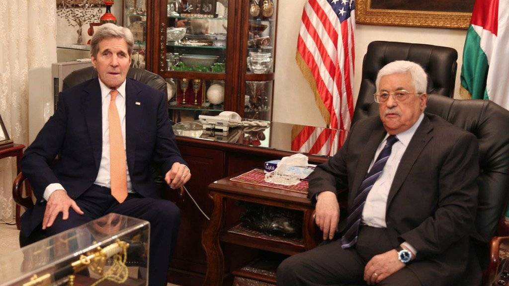Der Palästinenser-Präsident Abbas und US-Aussenminister John Kerry kamen am Sonntag in Jordanien zu einem Gespräch zusammen.