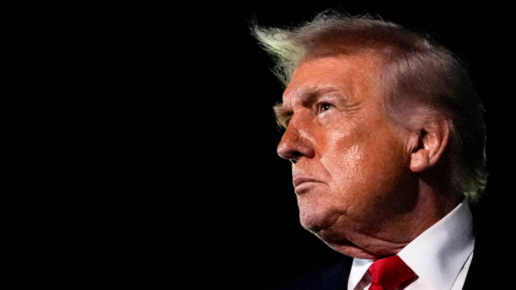 ARCHIV - US-Präsident Donald Trump spricht mit Reportern nach seiner Ankunft am Palm Beach International Airport. Foto: Julia Demaree Nikhinson/AP/dpa