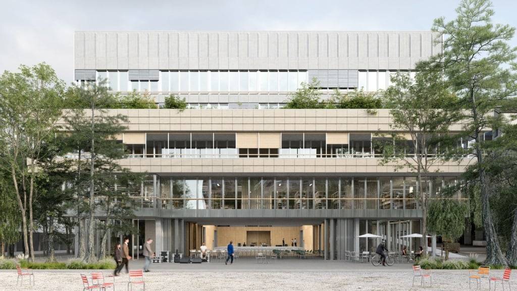 So soll das neue Zentrum Dorfmatt der Gemeinde Risch ZG dereinst aussehen. (Visualisierung)