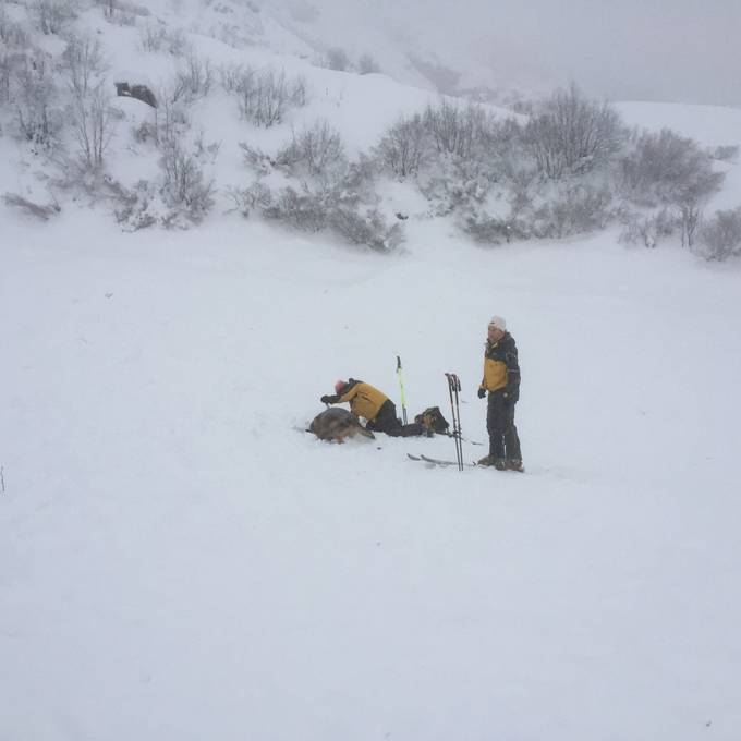 Skifahrer entgehen knapp einer Lawine im Pizol