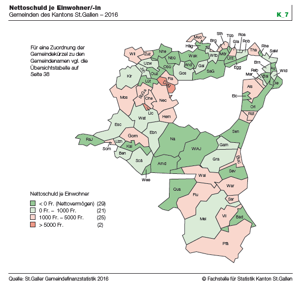Die Nettoschuld der Gemeinden pro Kopf. (Grafik:pd)