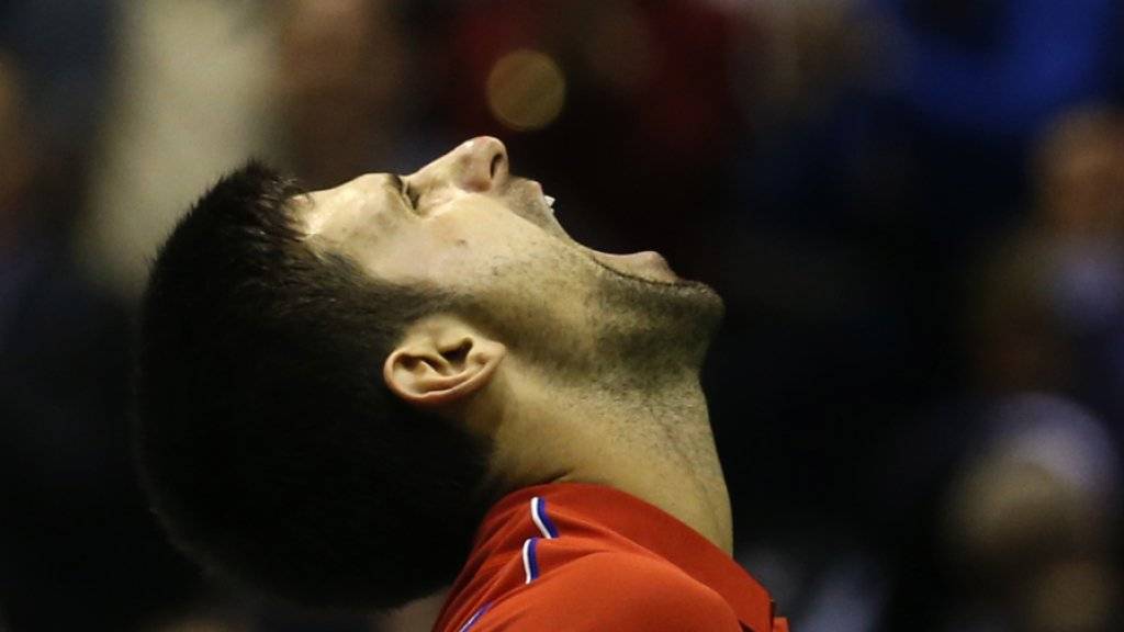 Schrei der Erleichterung nach dem Marathonsieg gegen Kukuschkin: Novak Djokovic gewann beide Einzel und führte Serbien so in den Davis-Cup-Viertelfinal