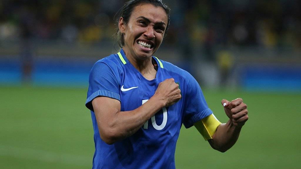 Penalty verschossen, aber trotzdem Grund zum Jubeln: Brasiliens Stürmerstar Marta