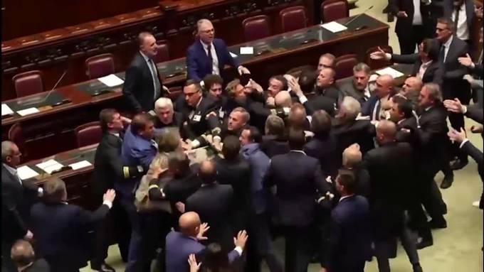 Im italienischen Parlament fliegen die Fäuste