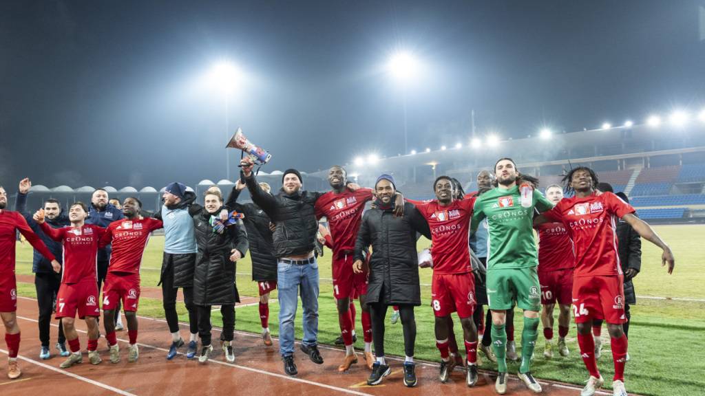 Die Freude von Stade Lausanne-Ouchy nach dem Coup gegen Luzern
