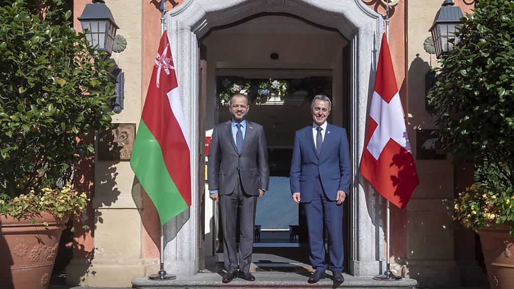 Aussenminister Ignazio Cassis (r.) traf in Lugano Omans Aussenminister Sayyid Badr Bin Hamad Bin Hamood Al-Busaidi.