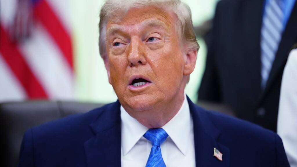 US-Präsident Donald Trump spricht im Oval Office des Weißen Hauses. Foto: Julia Demaree Nikhinson/AP/dpa