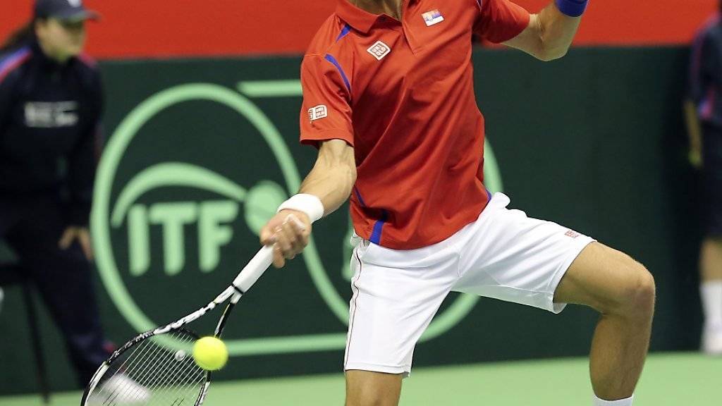 Kaum je in Schwierigkeiten: Die Weltnummer 1 Novak Djokovic holte souverän einen Punkt für das serbische Davis-Cup-Team