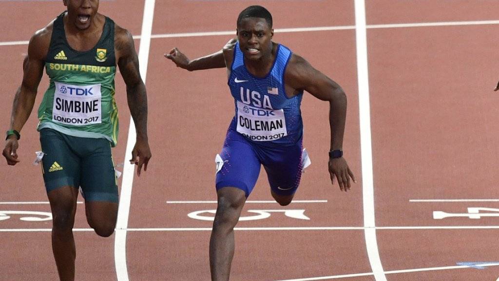 Christian Coleman gewann an den Weltmeisterschaften in London Silber noch vor Usain Bolt