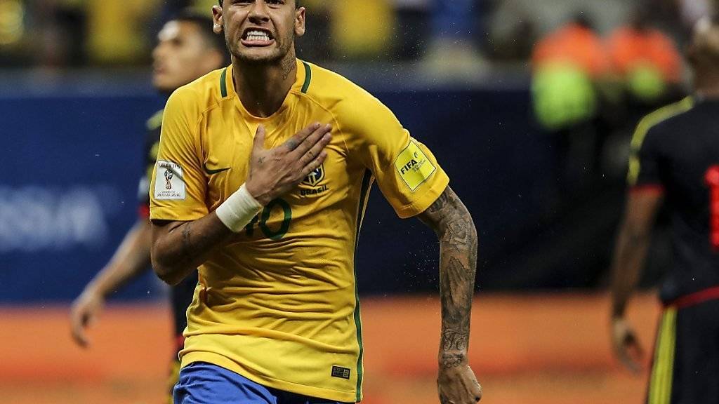 Neymar jubelt nach seinem Siegtreffer