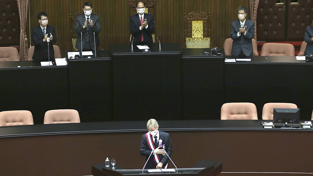 Milos Vystrcil, Senatspräsident von Tschechien, spricht vor dem Parlament. Bei seinem Besuch hat sich Vystrcil in einer Rede vor dem Parlament für Freiheit und Demokratie eingesetzt.