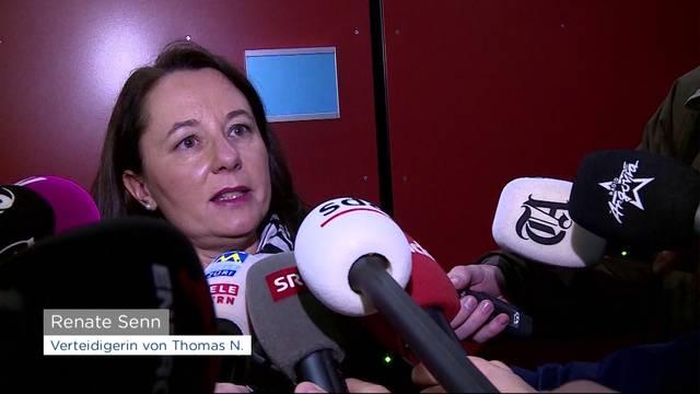 Pflichtverteidigerin Renate Senn stellt sich nach dem Urteil für Thomas N. den Medien