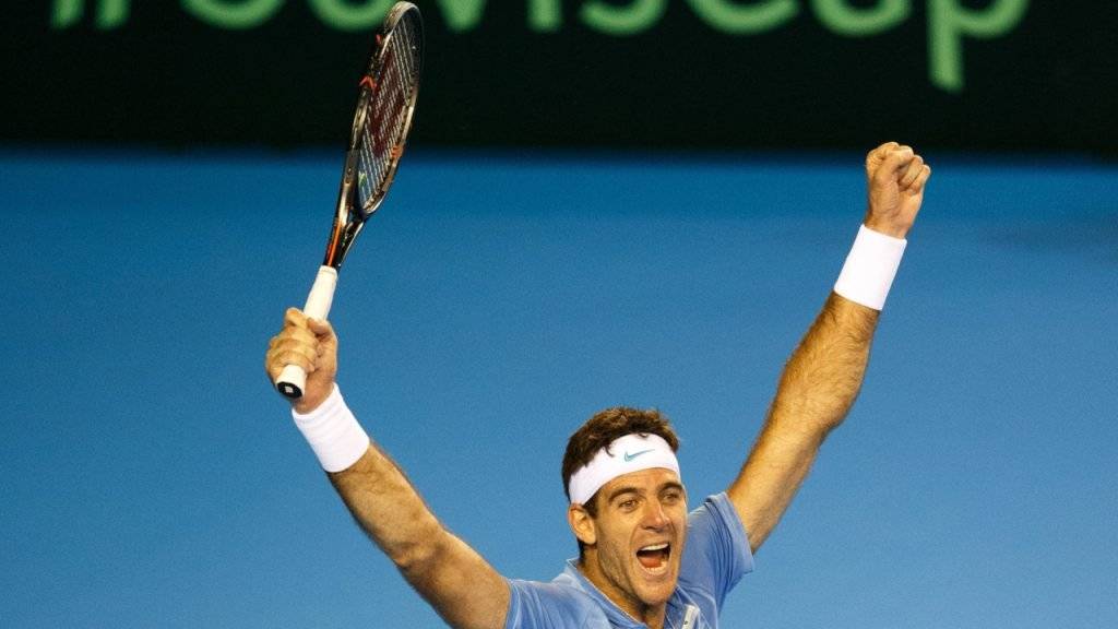 Juan Martin del Potro jubelt nach über 5 Stunden über den Sieg gegen Andy Murray