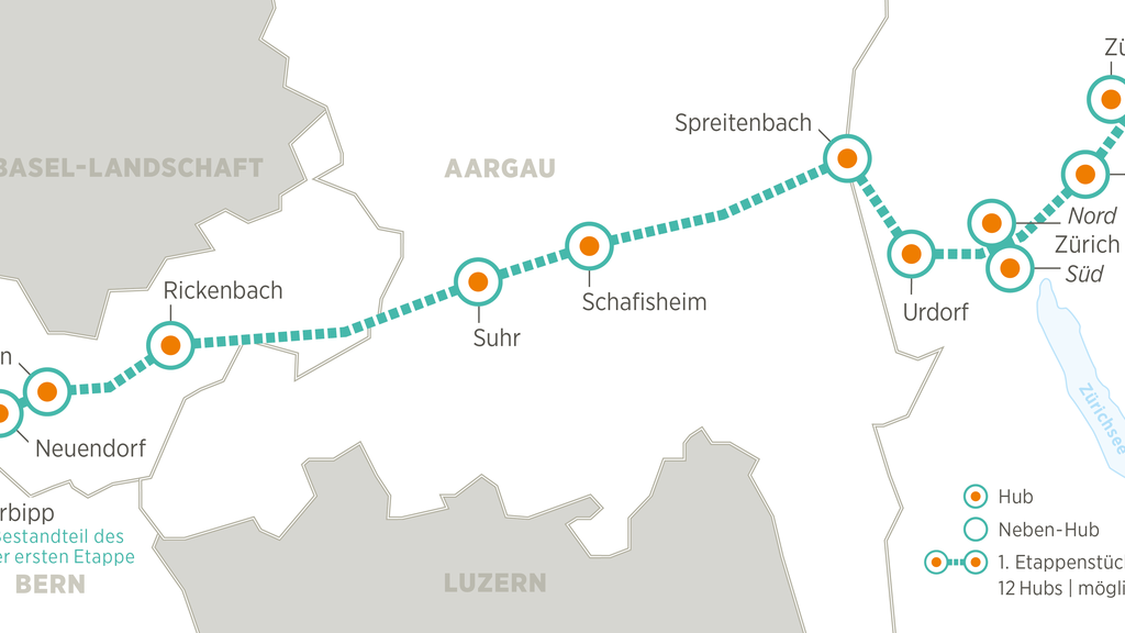 Die erste «Cargo sous terrain»-Teilstrecke.