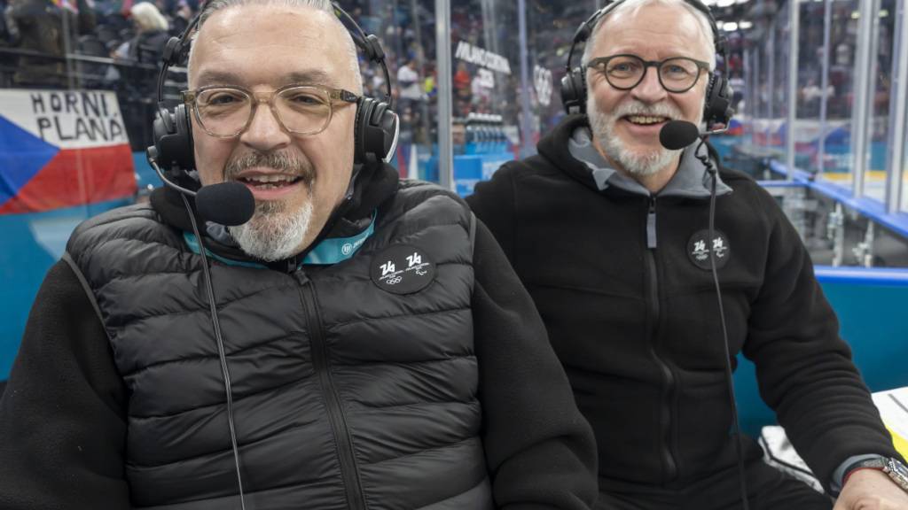 Giovanni Marti (links) und Georges Lüchinger stehen in Mailand als Stadionsprecher im Einsatz