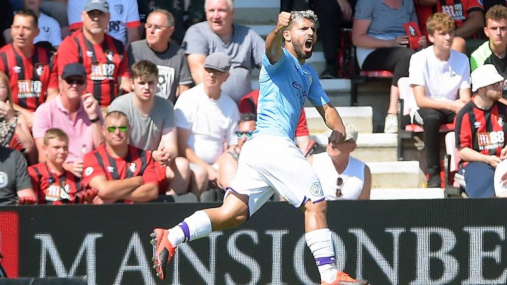 Sergio Agüero trifft beim Sieg von Manchester City gegen Bournemouth doppelt