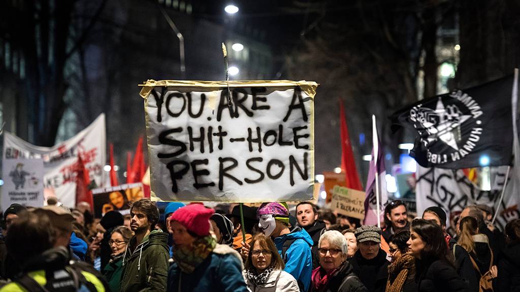 Vereint im Hass auf Trump: Demonstranten an einer Anti-WEF-Demo (2018).