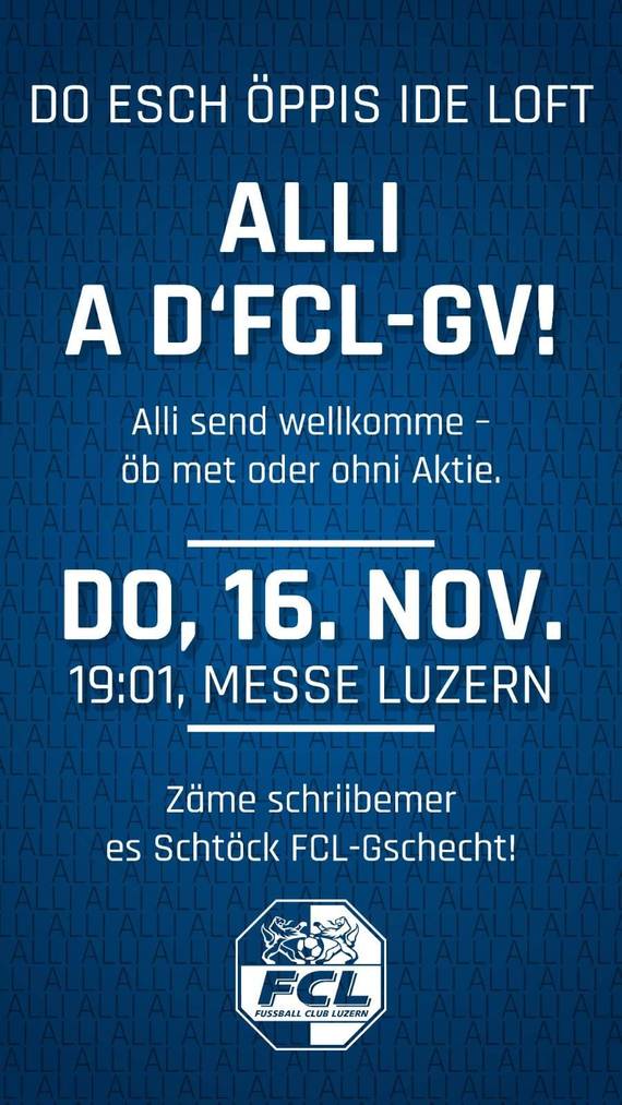 Die Einladung des FC Luzern an die GV der FC Luzern-Innerschweiz AG.