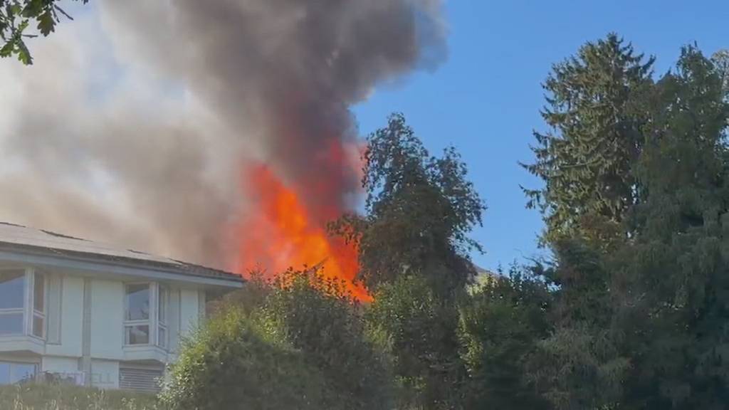 Grossbrand: In Burg bei Menziken brennt eine 3-teilige Scheune