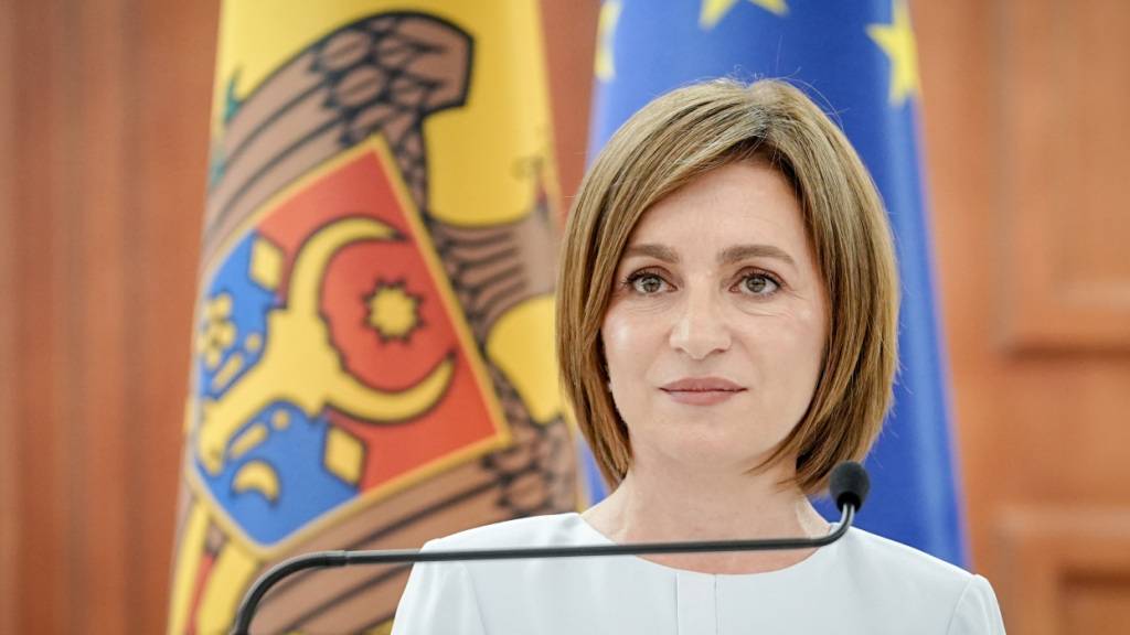 ARCHIV - Maia Sandu, Präsidentin der Republik Moldau, gibt im Präsidentenpalast eine Pressekonferenz. Foto: Kay Nietfeld/dpa
