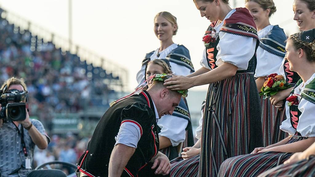 Joel Wicki wurde 2022 in Pratteln als bislang letzter Schwinger zum König gekürt