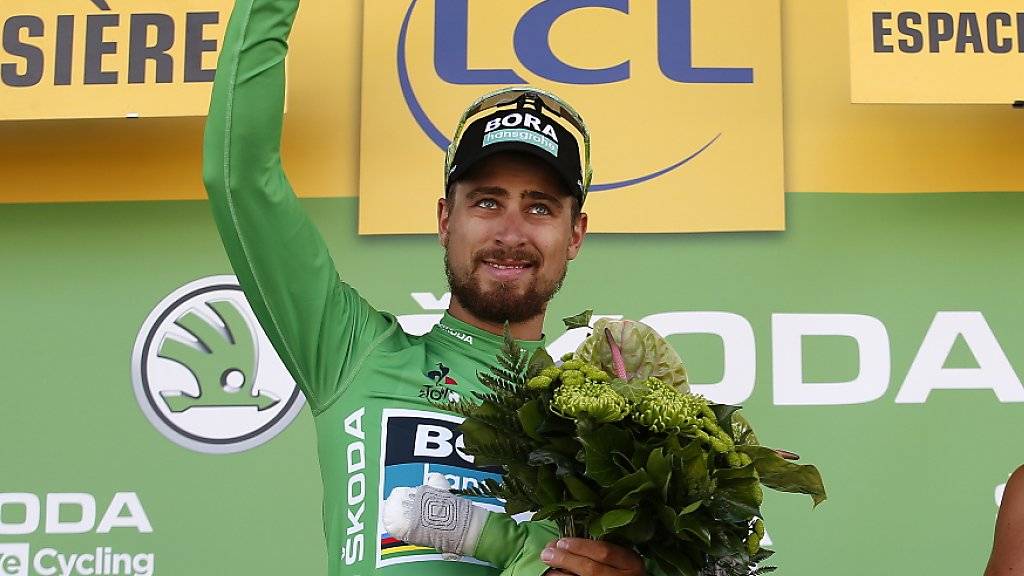 Weltmeister Peter Sagan trägt nicht nur das grüne Trikot des punktbesten Fahrers, er gewann an der Tour de France zum dritten Mal in diesem Jahr eine Etappe