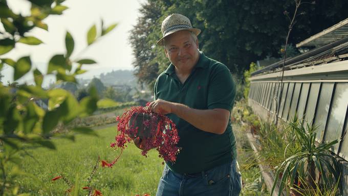 Andy Häberli zeigt seinen botanischen Garten mit Sukkulenten und Kakteen 