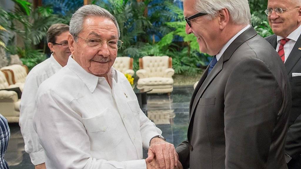 Castro und Steinmeier beim Händeschütteln