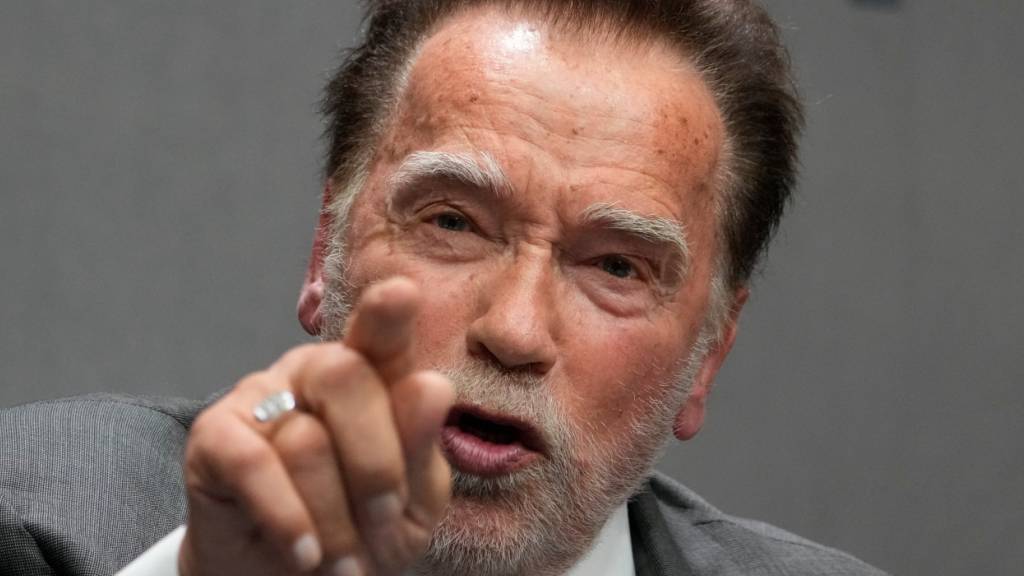 Arnold Schwarzenegger nimmt an einer Pressekonferenz im Vatikan teil. Foto: Gregorio Borgia/AP/dpa